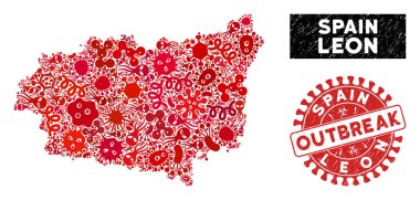 Salgın Kolajı Leon Bölgesi Dokulu Salgın Damgası Haritası