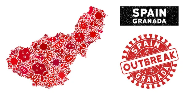 Salgın Kolajı Granada Bölgesi Dokulu Salgın Mührü Haritası