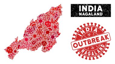 Salgın Mozaik Nagaland Devlet Haritası Dokulu Salgın Mührü