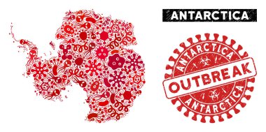 Tehlike Damgalı Mikrop Kolajı Antarktika Haritası