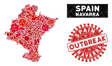 Salgın Mozaik Navarra Eyaleti Haritası Çizilmiş Salgın Filigranı