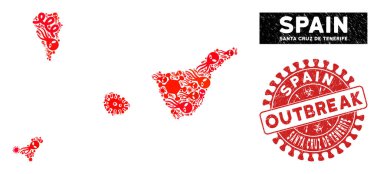 Virüs Mozaiği Santa Cruz De Tenerife Bölgesi Tehlike Salgını Mührü Haritası