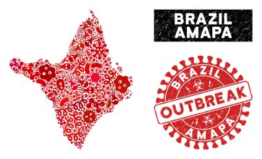 Salgın Mozaik Amapa Durum Haritası Çizilmiş Salgın Mührü