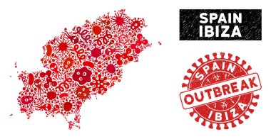 Bulaşıcı Mozaik İbiza Adası Haritası Çizilmiş Salgın Mührü