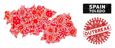 Salgın Kolajı Toledo Eyaleti Haritası Grunge Salgını Filigranı