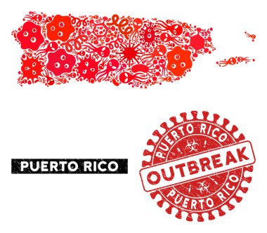 Virüs Mozaiği Porto Riko Tehlike Salgını Filigranı Haritası