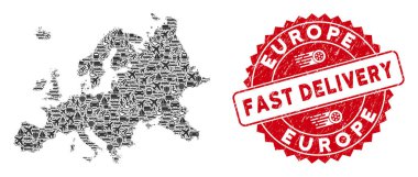 Mozaik Avrupa Haritası Hızlı Teslim Mührü ile Teslim