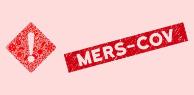 Grunge Mers-Cov Mühürlü Ateş Kolajı Simgesi