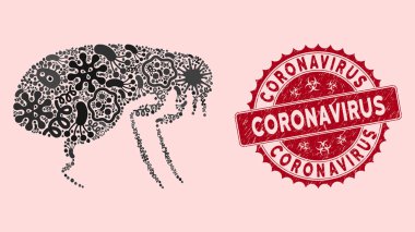 Tırmalanmış Coronavirus Mührü ile Biyolojik Tehlike Kolajı Bit Simgesi