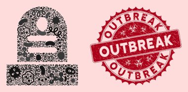 Enfeksiyon Mozaik Mezar Simgesi Dokulu Salgın Damgası