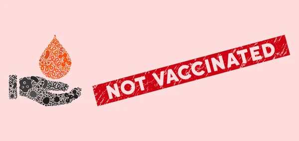 Biohazard Mosaico Donare Icona di sangue con Grunge Non Vaccinato Francobollo — Vettoriale Stock