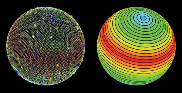 带有闪斑的明亮网状网状抽象球面谱带图标 — 图库矢量图片