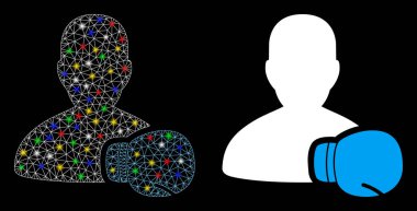 Fişek Kablosu Çerçeve Boks Sporcusu Benekli Simge