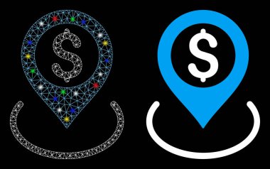 Parlak Ağlı Kablo Çerçevesi Dolarlık Konum Simgesi Flash Benekli