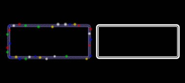 Fişek Kablosu Çerçevesi Çift Yuvarlak Dikdörtgen Çerçeve Simgesi Fişek Benekli