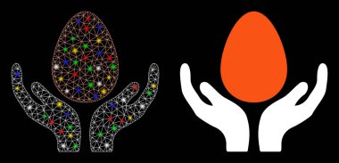 Parlak Ağlı 2d Yumurta Küvözlü Eller Simgesi