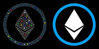 Parlak Ağ 2d Ethereum Alevli Benekli Yuvarlak Simge