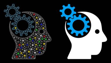 Işıldayan Ağ 2d Kafa Vites Simgesi Flash Noktalı