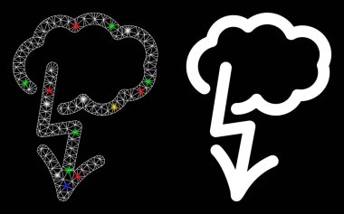 Işıklı Ağ Kablo Çerçevesi Şimşek Vuruşu Simgesi Simgesi