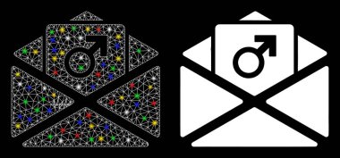 Glossy Mesh Network Penis Enhancement Spam Icon with Flare Spots