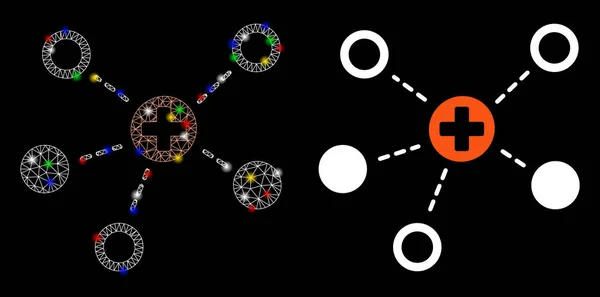 플래시 그물망 프레임 의학 링크 플래그와 아이콘을 연결 — 스톡 벡터