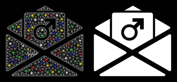 Glossy Mesh Network Penis Enhancement Spam Icon with Flare Spots