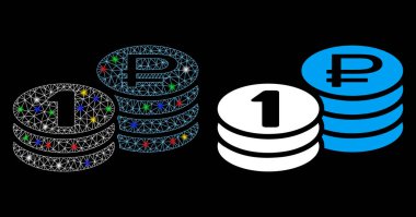 Fişek örgüsü 2d Rouble Bozuk Para Simgesi Lekeli Simge Yığını