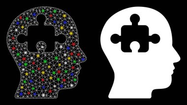 Işık Noktalı Parlak Ağ 2d Zihin Simgesi