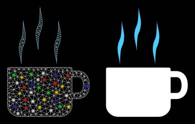 Işıl ışıl parlayan benekli sıcak çay bardağı simgesi