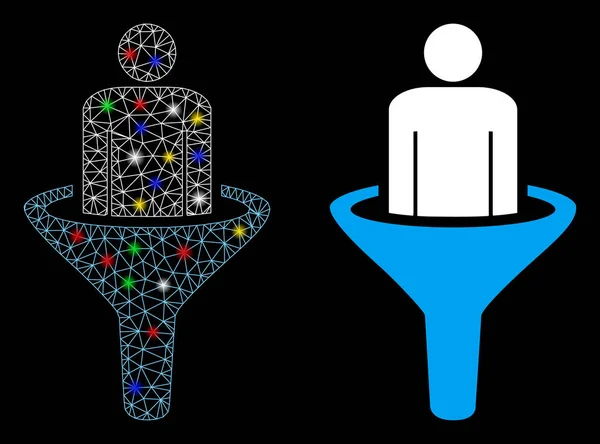 Parlak Ağ 2d Satış Huni Simgesi Flash Benekli