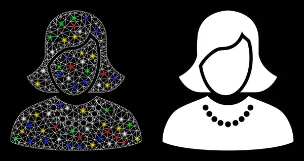 Parlak Ağ 2d Işık Lekeli Kadın Simgesi