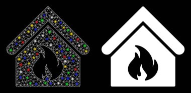 Parlak Izgara 2d Işık Noktalı Ateş Simgesi