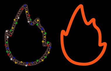 Fişek Kablosu Çerçeve Yangını Konturu Simgesi Fişek Benekli