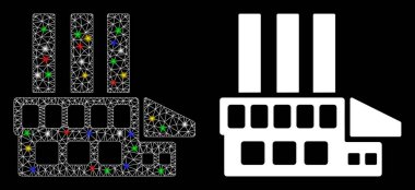 Parlak Ağ 2d Işık Noktalı Endüstriyel Bina Simgesi