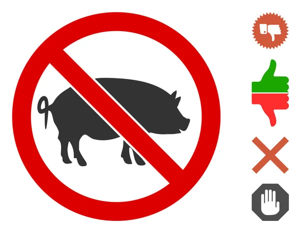 Vektor-Flachstopp-Schwein-Symbol mit Bonussymbolen — Stockvektor