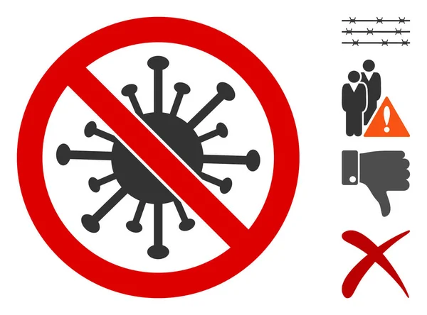Ícone de Coronavírus de parada plana vetorial com ícones de bônus —  Vetores de Stock