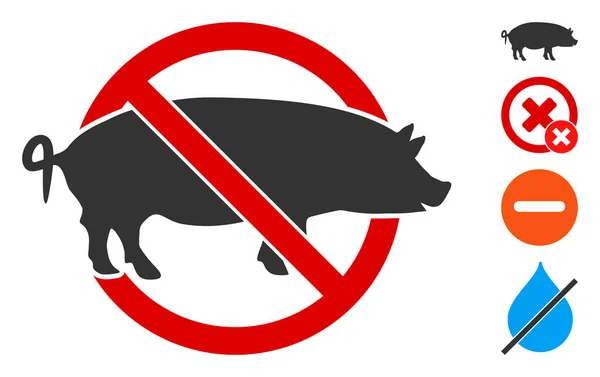 Vector Flat Aucune icône de porc avec des icônes bonus — Image vectorielle
