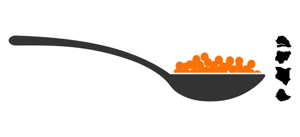 Vektor platt kaviar Spoon ikon med Bonus ikoner — Stock vektor