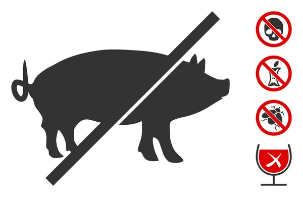 Icône de porc plat vectoriel sans icônes bonus — Image vectorielle