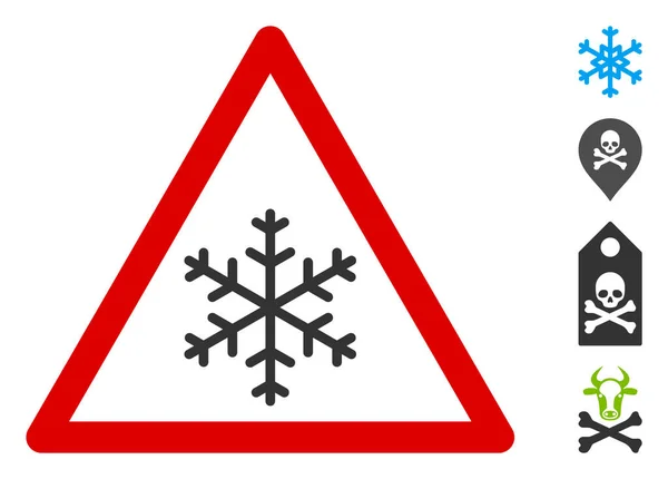 Vector Vlakke Sneeuw Waarschuwing pictogram met Bonus Pictogrammen — Stockvector