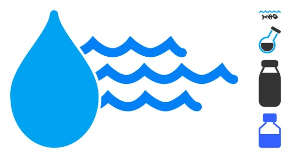 Wektorowa płaska ikona wody z ikonami bonusowymi — Wektor stockowy
