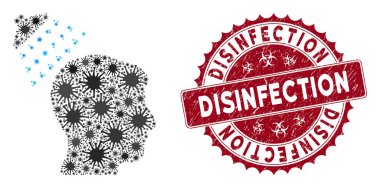 Coronavirus Kolajı Kafa Duş Simgesi Dezenfeksiyon Mührü