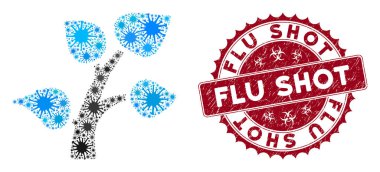 Coronavirus Kolajı Flora Bitki Simgesi Grunge Gribi İğnesi Mührü