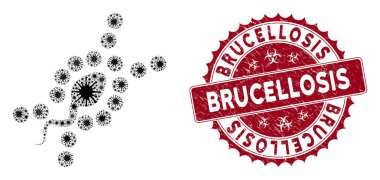 Coronavirus Kolaj DNA Kopyalama Simgesi Çizilmiş Brucellosis Damgalı
