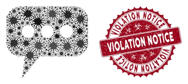 Coronavirus Collage Opinión Cloud Icon with Textured Violation Notice Seal — Vector de stock