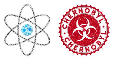 Çernobil Mühürlü Coronavirus Mozaik Atom Simgesi