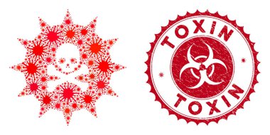 Coronavirus Mozaik Viral Toksin Simgesi Tehlike Toksin Mührü