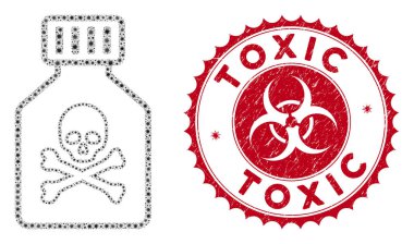 Coronavirus Kolajı Zehirli Şişe Simgesi Çizilmiş Toksik Mühür