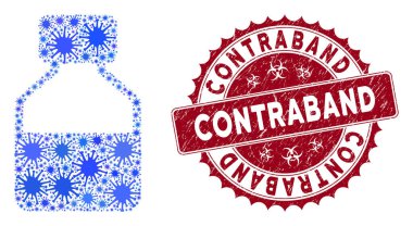 Coronavirus Mozaik Sıvı Şişe Simgesi Çizilmiş Kaçak Mührü