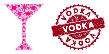 Coronavirus Mozaik Martini Cam İkonlu Tehlike Votkası